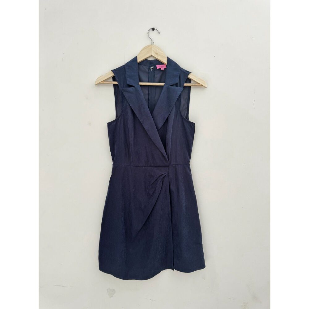 Mi Ami for Francesca's Navy Blazer Wrap Dress Size Small Sleeveless